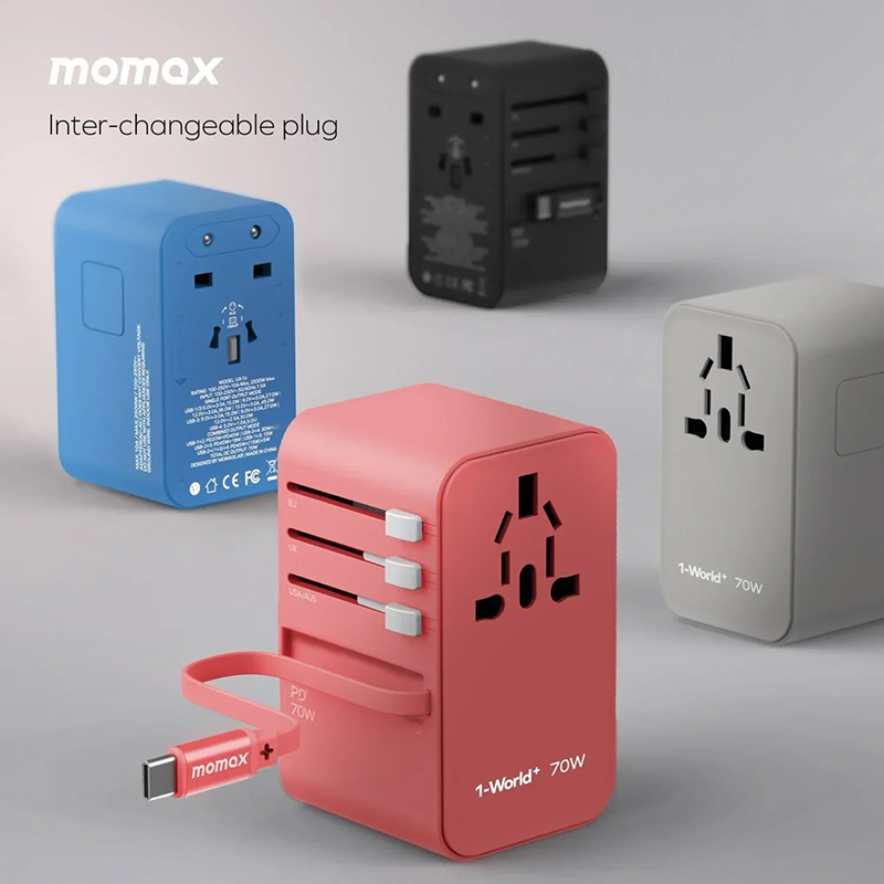 Momax  1-World+ GaN Travel Adaptor With Build-in USB-C