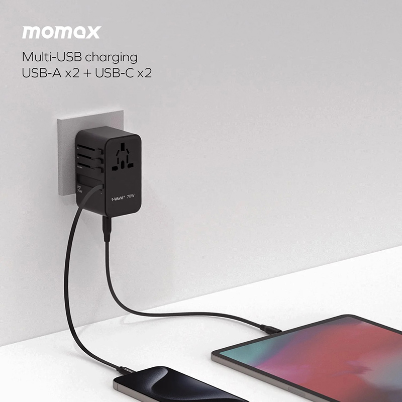 Momax  1-World+ GaN Travel Adaptor With Build-in USB-C