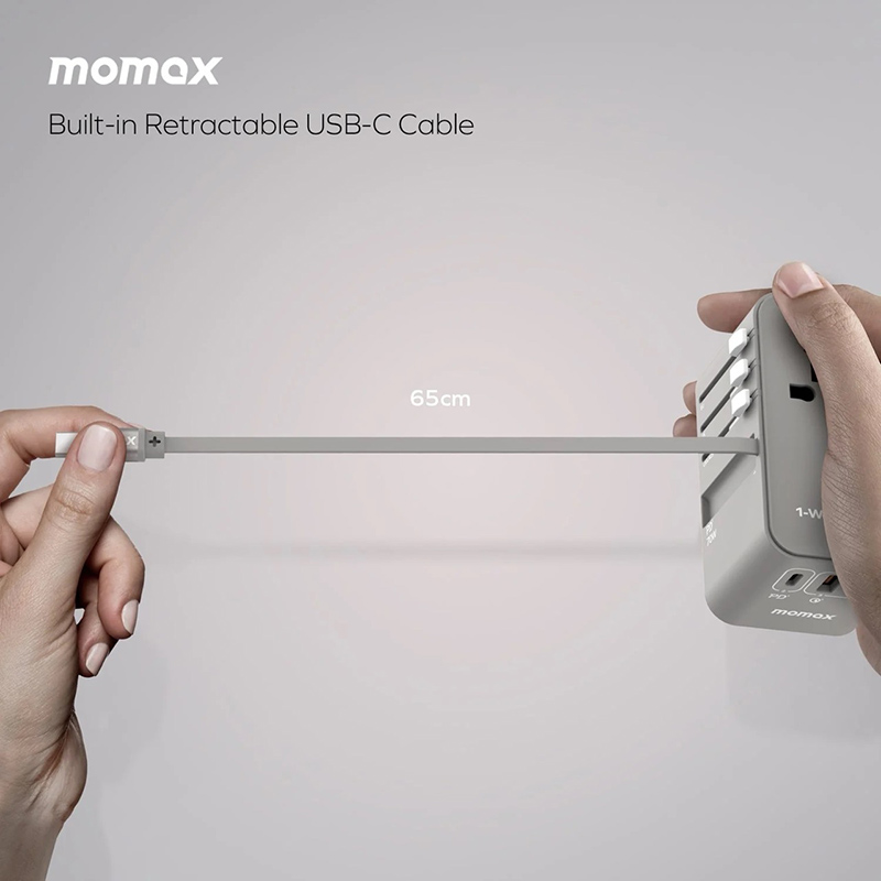 Momax  1-World+ GaN Travel Adaptor With Build-in USB-C